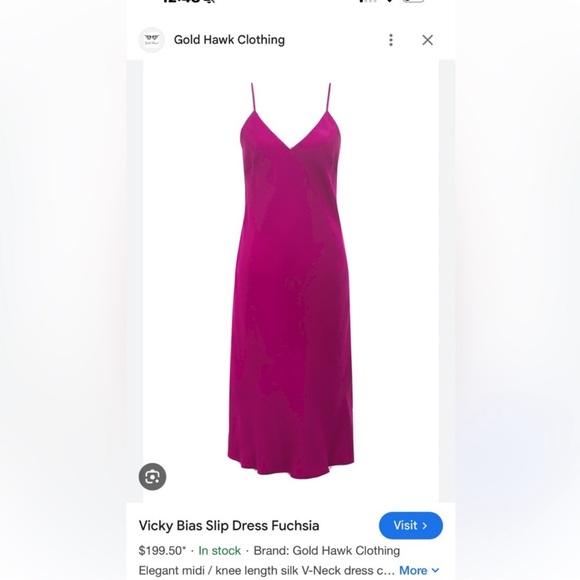 Gold Hawk Vicky silk bias slip dress in fuschia NWT - Picture 2 of 3
